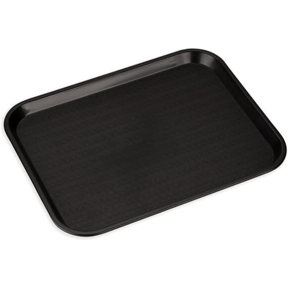 Large Cafeteria Tray 14x18 Fast Food Serving Tray Non Slip Stackable Black Poly - Picture 1 of 7